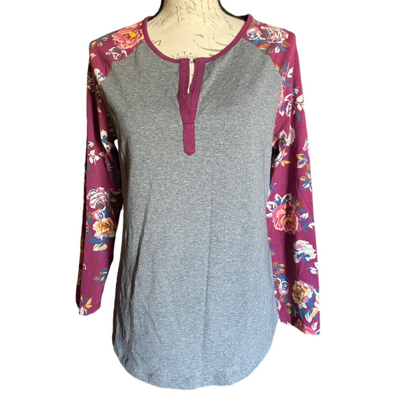 Matilda Jane Raglan Womens M Tee With Matching L Leggings Grey Purple Floral Set - Picture 1 of 10